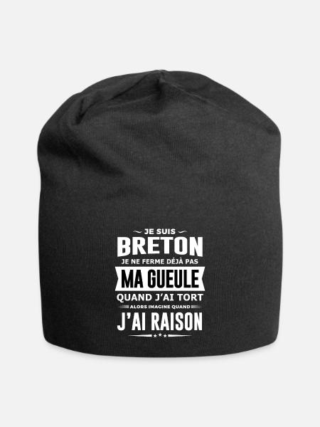 Breton je ne ferme pas ma gueule humour Bretagne - Bonnet en jersey - noir