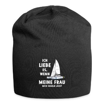 Ich Liebe Es Wenn Meine Frau Mich Segeln Lässt - Jersey-Beanie - Schwarz - Vorne
