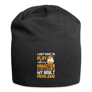Hamster - Jersey-Beanie - Schwarz - Vorne