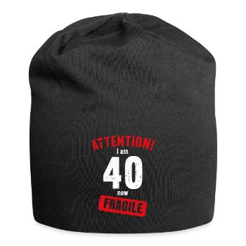 Achtung Ich bin jetzt 40 Fragile 40. Geburtstag - Jersey-Beanie - Schwarz - Vorne