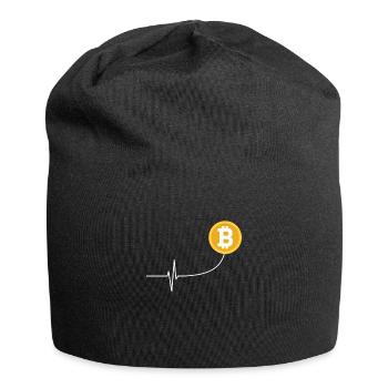 Bitcoin Heartbeat ECG Heartbeat Crypto Trade BTC - Jersey Beanie - black - Front