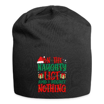 On The Naughty List And I Regret Nothing Funny Xma - Jersey Beanie - black - Front