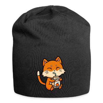 Katze trinkt Orangensaft Anime Manga - Jersey-Beanie - Schwarz - Vorne