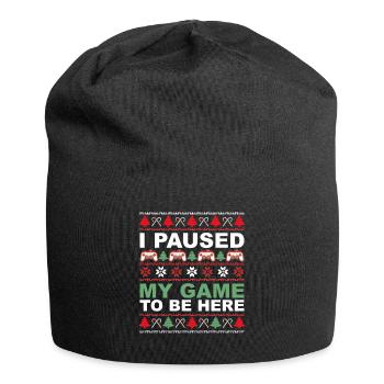 J’ai mis en pause mon jeu pour être ici Pull de Noël laid - Bonnet en jersey - noir - Devant