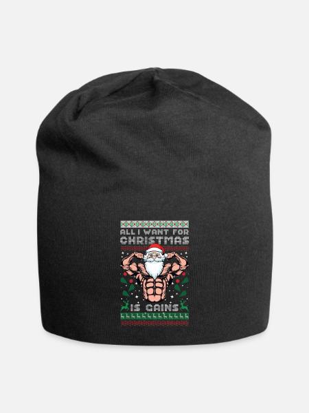 All I Want For Christmas Is Gains Workout Gym - Jersey-Beanie - Schwarz