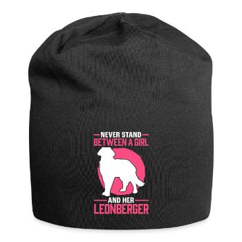 Girl with her Leonberger Leonberg dog - Jersey Beanie - black - Front