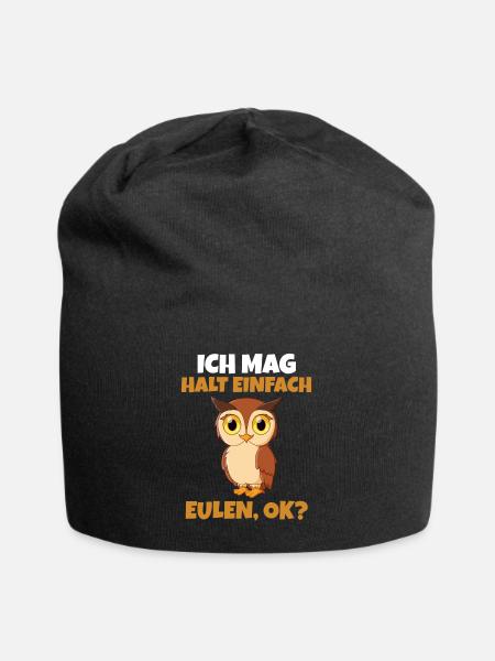 Ich mag halt einfach Eule ok? - Jersey-Beanie - Schwarz