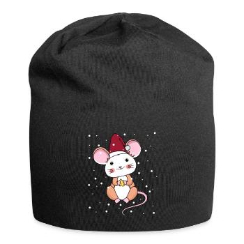 Xmas Kind Maus Schneeflocken Christmas Weihnachten - Jersey-Beanie - Schwarz - Vorne