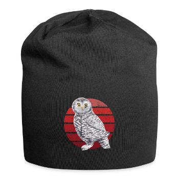 Hibou Hibou Hibou Hibou Animal Woody Hibou Grange Hibou Amusant - Bonnet en jersey - noir - Devant