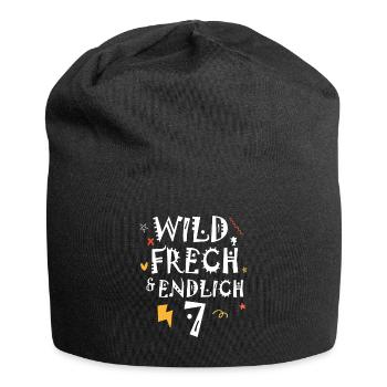 7 Jahre Geburtstag Geschenk Mädchen Junge divers - Jersey-Beanie - Schwarz - Vorne