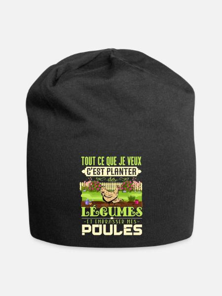 Planter Des Légumes Et Embrasser Mes Poules Cadeau - Bonnet en jersey - noir