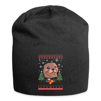 Christmas Lama Otter Christmas Gift Xmas - Jersey Beanie - black - Front