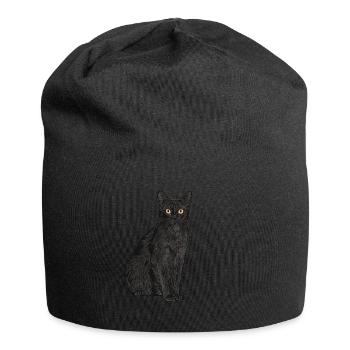 Cats Animal Motif Imprint - Jersey Beanie - black - Front