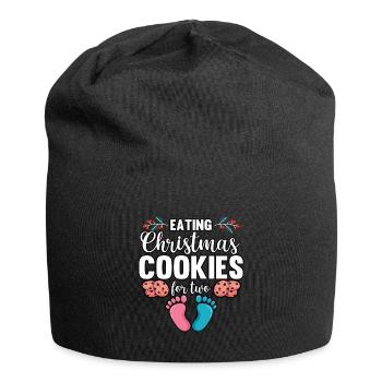 Drôle de manger des biscuits de Noël pour deux femmes enceintes - Bonnet en jersey - noir - Devant