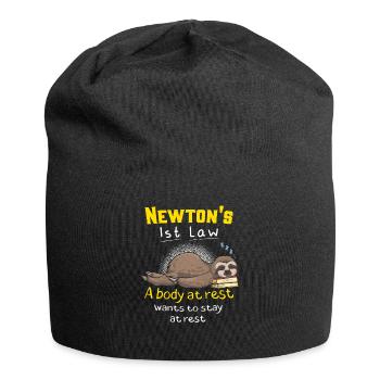 Newton's First Law Funny Physics Joke - Jersey-Beanie - Schwarz - Vorne