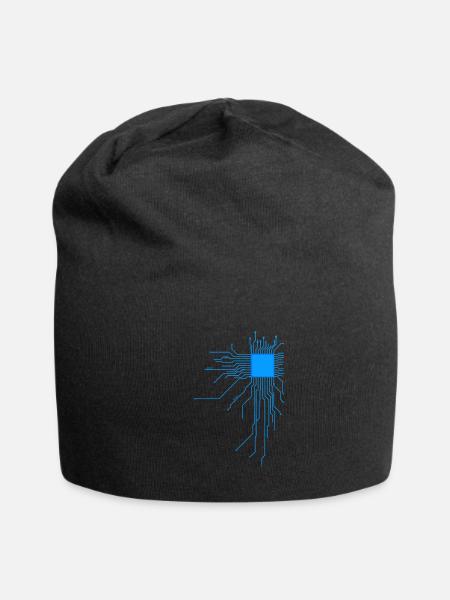 board blue computer pc admin core cpu nerd code - Jersey Beanie - black