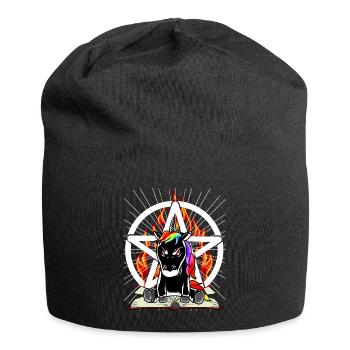 Satan Einhorn Pentagramm Teuflisch Fabelwesen Böse - Jersey-Beanie - Schwarz - Vorne