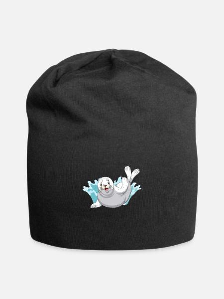 Robben Süße Robbe Seelöwe Seehund - Jersey-Beanie - Schwarz