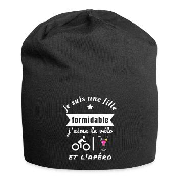 Je suis fille formidable j’aime le vélo et l’apéro - Bonnet en jersey - noir - Devant