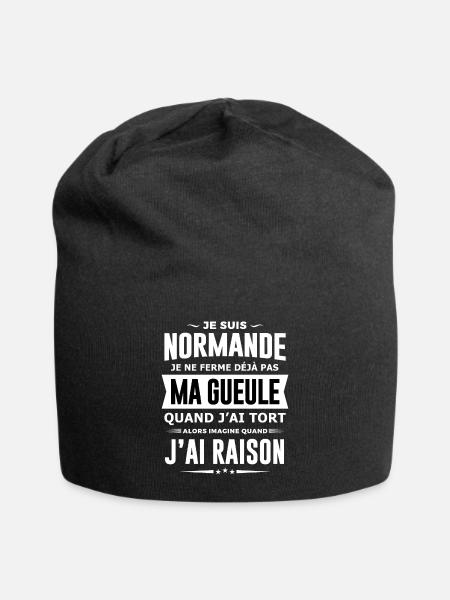 Normande je ferme pas ma gueule Normandie humour - Bonnet en jersey - noir