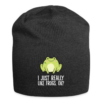J’aime juste les grenouilles, d’accord? Jollier - Bonnet en jersey - charbon - Devant