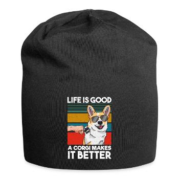 Life Is Good A Corgi Makes It Better Fist Bump - Jersey Beanie - black - Front