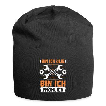 Bin Ich Ölig bin ich Fröhlich - Jersey-Beanie - Schwarz - Vorne