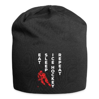 Eishockey Eat Sleep Hockey sur glace Répéter I Hockey sur glace - Bonnet en jersey - noir - Devant