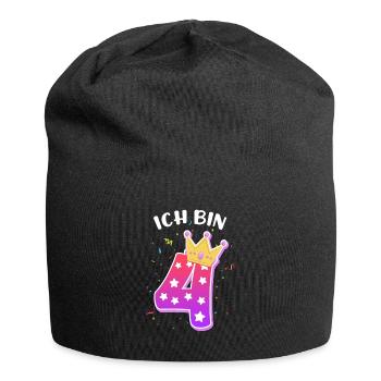 Ich bin 4 Jahre 4. Geburtstag Mädchen - Jersey-Beanie - Schwarz - Vorne