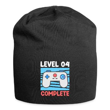 Level 04 Complete 4 years 4th birthday - Jersey Beanie - black - Front