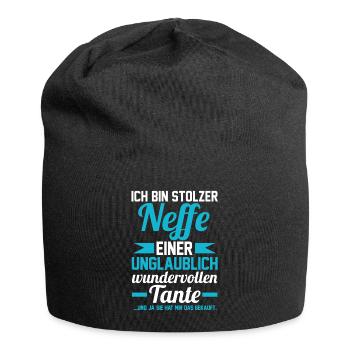 Tante und Neffe - Jersey-Beanie - Schwarz - Vorne