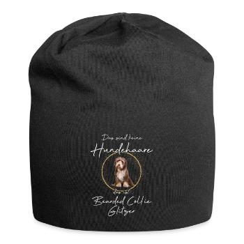 Das ist Bearded Collie Glitzer Hund - Jersey-Beanie - Schwarz - Vorne
