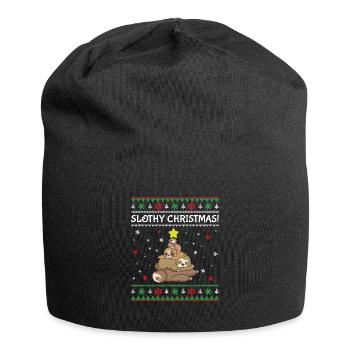 Slothy Christmas Sloth Christmas - Jersey Beanie - black - Front