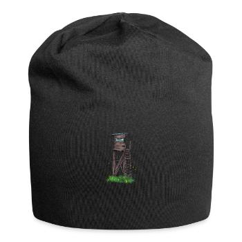 Hochsitz I Hunting Wild Boar Roe Deer Motif for - Jersey Beanie - black - Front