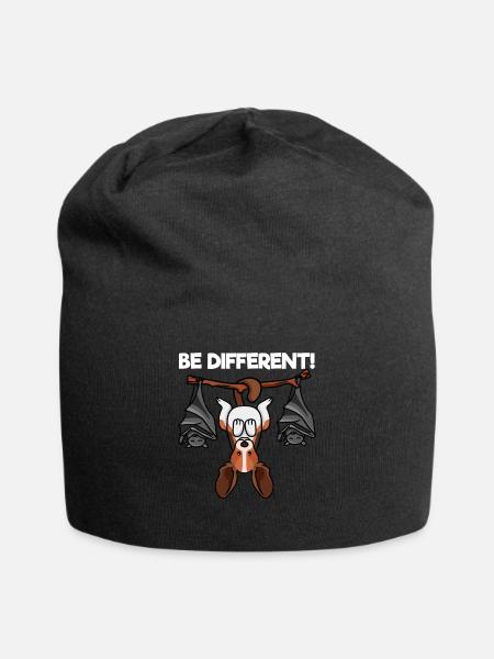 Be Different Beagle Hund mit Fledermäusen - Jersey-Beanie - Schwarz