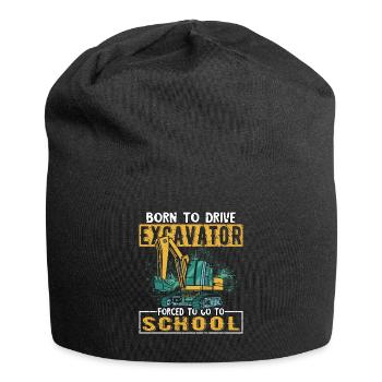 Driving to the excavator born forced to school - Jersey Beanie - black - Front