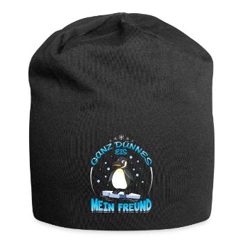 Dünnes Eis mein Freund Pinguin - Jersey-Beanie - Schwarz - Vorne