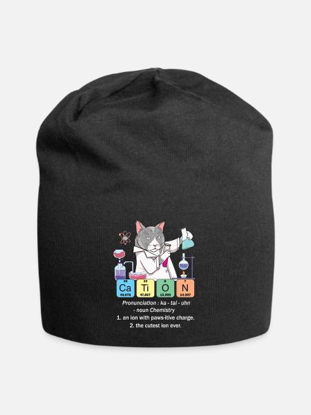 Funny Inorganic Chemistry Cat Art Gift - Jersey-Beanie - Schwarz
