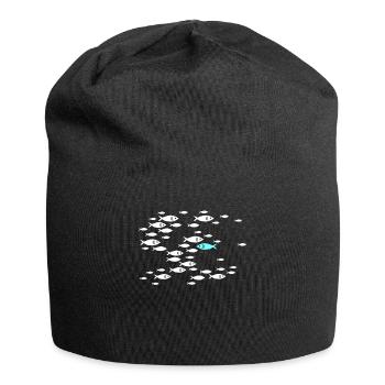 Fish swim against the tide in the sea - Jersey Beanie - black - Front