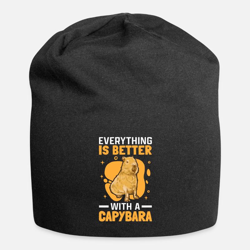 Everything is better with Capybara capybara - Jersey Beanie - black