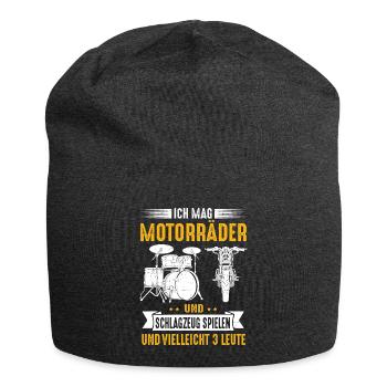 Ich Mag Motorräder Und Schlagzeug Und 3 Leute - Jersey-Beanie - Anthrazit - Vorne