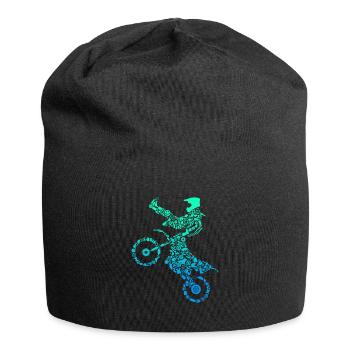 Motocross Calligram Dirt Bike Rider Biking - Jersey Beanie - black - Front