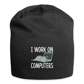 I Work On Computers Katze Informatik Kätzchen - Jersey-Beanie - Schwarz - Vorne