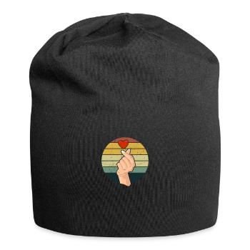 Vintage Saranghae Main Doigt Coeur Rétro K-Pop - Bonnet en jersey - noir - Devant