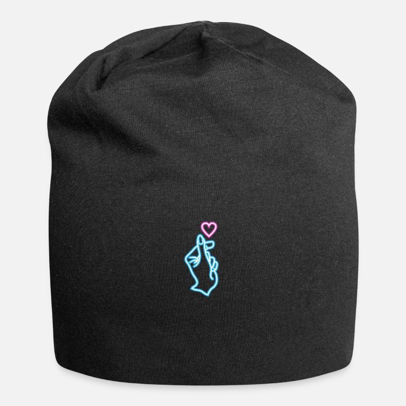 Saranghae Hand Finger Herz K-Pop - Jersey-Beanie - Schwarz