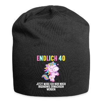40 Jahre Nur noch erwachsen werden 40. Geburtstag - Jersey-Beanie - Schwarz - Vorne