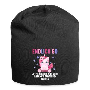 60 Jahre Nur noch erwachsen werden 60. Geburtstag - Jersey-Beanie - Schwarz - Vorne