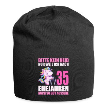 35 Jahre verheiratet lustig 35. Hochzeitstag - Jersey-Beanie - Schwarz - Vorne
