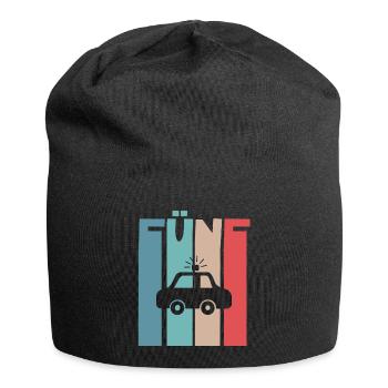 Polizeiauto 5 Jahre Kinder 5. Geburtstag Polizei - Jersey-Beanie - Schwarz - Vorne