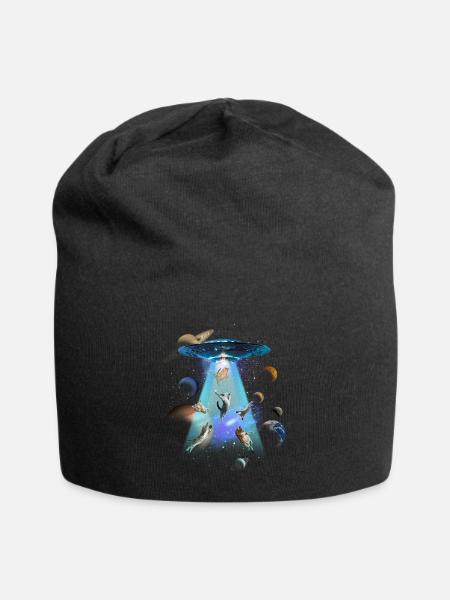 Chats UFO Funny Kitties Alien Flying Saucer Humour - Bonnet en jersey - noir